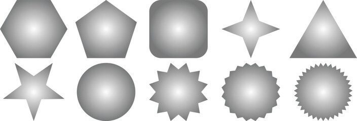 Geometric Shapes in Gray Scale Arrangement Set Against Plain Background