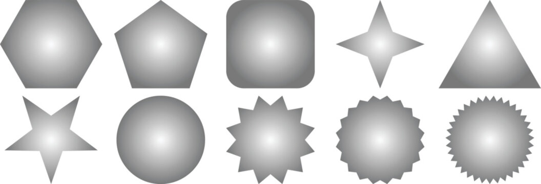 Geometric Shapes in Gray Scale Arrangement Set Against Plain Background