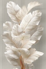 Elegant White Leaves Arrangement on Soft Background for Minimalist Design