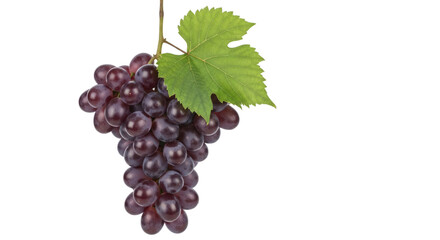 Fototapeta premium Fresh grapes with leaf isolated grapes fruit food healthy on transparent background