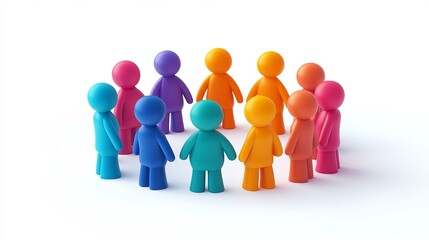 Colorful 3D figures in a circle, representing teamwork and collaboration.