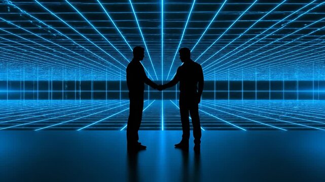 silhouette and figure standing within laser grid. technology and futuristic virtual installation in space. beam pattern creates geometry, reflection and shadow contrast. outline and shadow add depth.