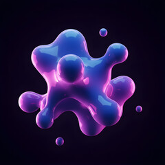 Floating holographic liquid shapes, futuristic 3D blobs, isolated 