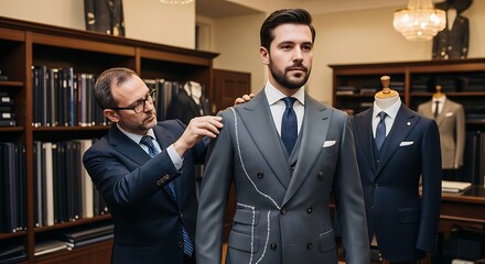 Tailor Fitting a Suit on a Man Craftsmanship and Attention to Detail
