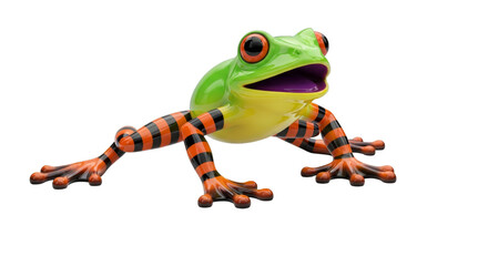 Fototapeta premium Colorful frog amphibian animal pet wildlife zoo nature macro on transparent background