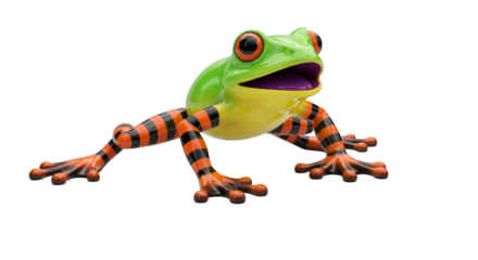 Colorful frog amphibian animal pet wildlife zoo nature macro on transparent background