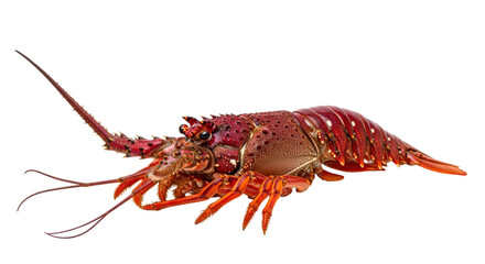 Isolated Red Spiny Lobster or Rock Lobster close-up detail with long antennae marine life