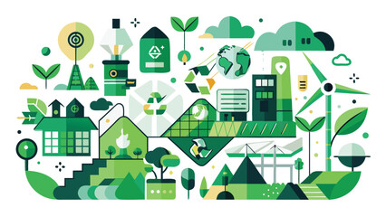 Fototapeta premium Green ecology-themed background vector featuring leaves and natural elements for environmental design..eps
