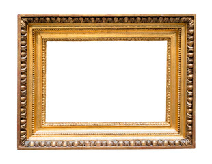 old horizontal wide golden painting frame cutout