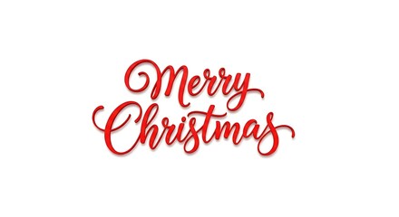 Fototapeta premium Elegant red calligraphy of 'Merry Christmas' with shadow effect on white background.