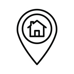Location pin icon with a house symbol inside a circle, representing home or real estate