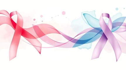 Symbolic awareness ribbons flowing together, representing hope and support for health causes.