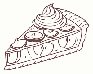 A slice of apple pie with whipped cream