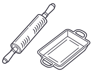 Rolling pin and baking pan for baking needs
