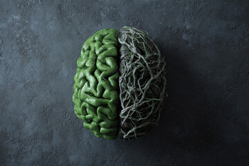 Obraz premium Conceptual brain with tree, representing nature and human intelligence. symbolizes the connection between nature and the human mind, offering a unique perspective.