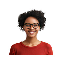 Fototapeta premium Smiling woman with glasses and red shirt