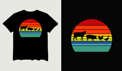 Cow pig chicken duck retro style t-shirt design for t-shirt quotes or poster svg printable cut file