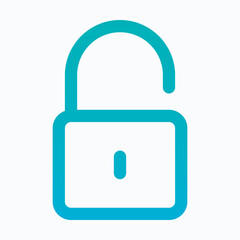 Lock Open Security Padlock Symbol Isolated Lineal Gradient Vector Icon.
