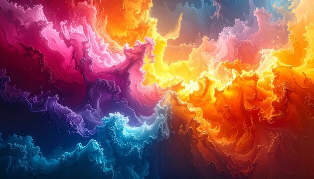 Cosmic nebula of swirling rainbow colors, a vibrant abstract background concept for creative design and artistic expression - Powered by Adobe
