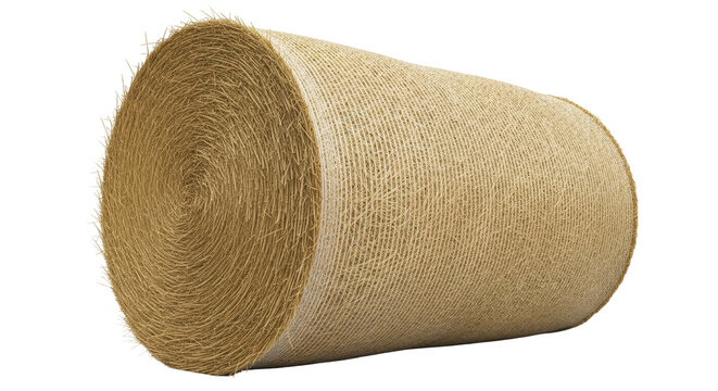Isolated round bale of hay, a single golden roll for livestock feed and agriculture usage - Powered by Adobe