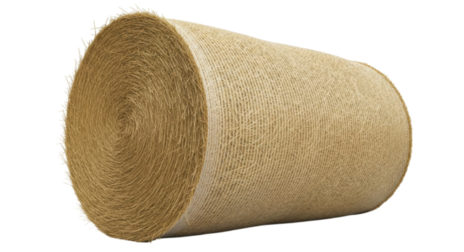 Isolated round bale of hay, a single golden roll for livestock feed and agriculture usage