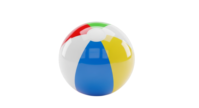 Isolated summer beach ball colorful inflatable toy object on transparent background - Powered by Adobe