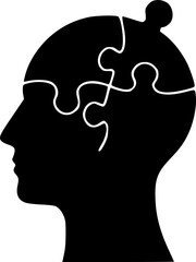 Mental health awareness silhouette with puzzle head design illustration