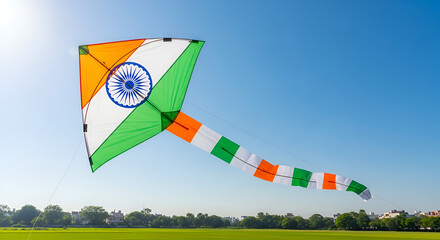 Kite sky freedom independence day festival celebration india flag color tricolor string flight wind air summer outdoor landscape field