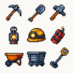 Pixel Art Mining Resources Collection