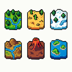 Pixel Art Elemental Cube Icons