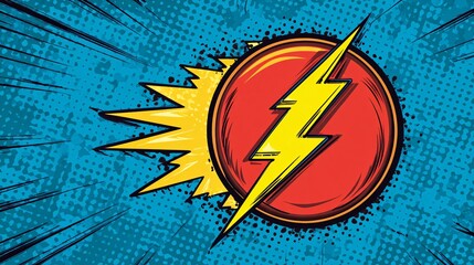 Cartoon comic superhero logo design in pop art style