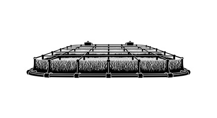 Steel grid structure for construction site with safety barriers  
