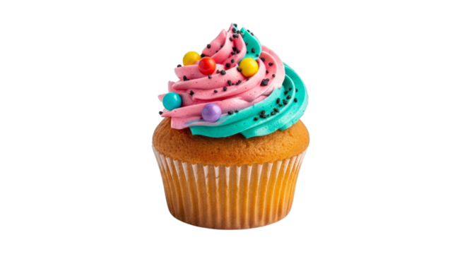 Delicious frosted cupcake dessert bakery confectionery treat on transparent background