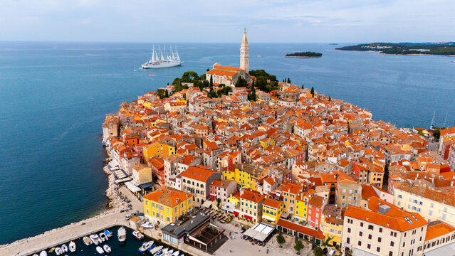 Rovinj, Istria, Croatia &ndash; Peaceful Mediterranean Scene with Blue Water and Coastal Landscape