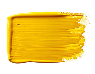 Thick, textured yellow brushstroke on black background
