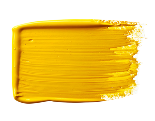 Thick, textured yellow brushstroke on black background