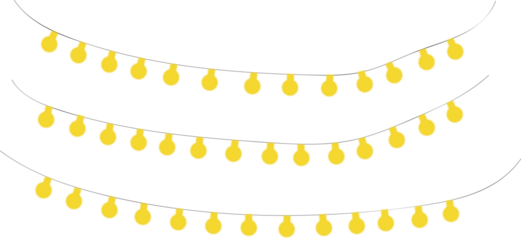 banana vector illustration, Happy New Year 2026. PNG festive light with gold garland ribbon, glowing string, colourful lamp, LED border decoration,