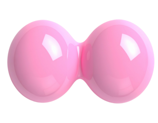Two smooth, reflective pink spheres connected at a central point