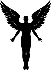Freedom concept human with wings silhouette vector illustration