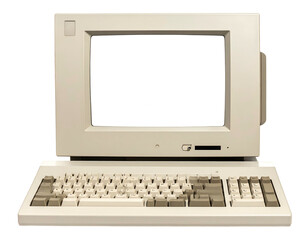 Vintage beige computer monitor and keyboard