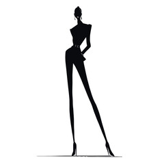 Minimalist fashion illustration of a tall elegant woman. Perfect for posters, fashion branding, and editorial design