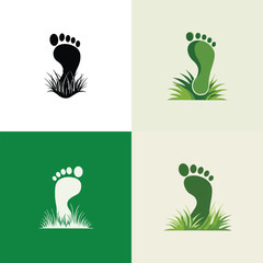 Vector illustration of a human footprint with grass, symbolizing eco lifestyle, sustainability, and nature-friendly concept