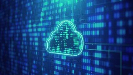 Binary code digital technology background with blue and green futuristic design - Powered by Adobe