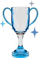 3D clear blue glass trophy, 투명한 파란빛 유리 트로피