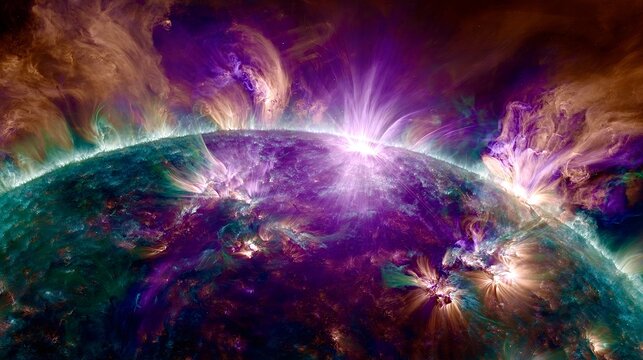 Solar flare erupting from suns vibrant surface