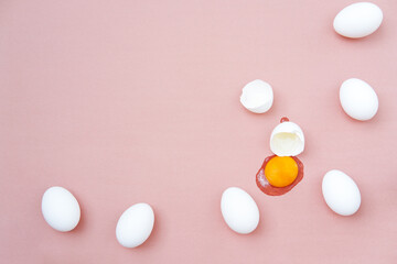 Eggs on a pink background.