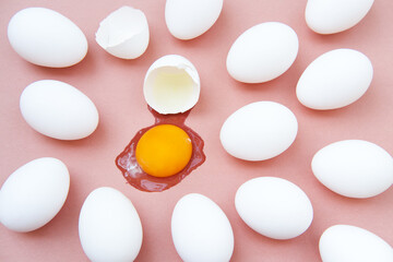 Eggs on a pink background.