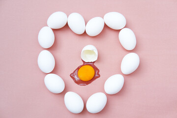 Eggs on a pink background.