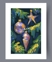 Sparkling Christmas adornments with lights and greenery