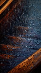 Rain on a Feather: An artistic close-up reveals a weathered feather adorned with glistening raindrops, showcasing nature's delicate beauty in a mesmerizing display.